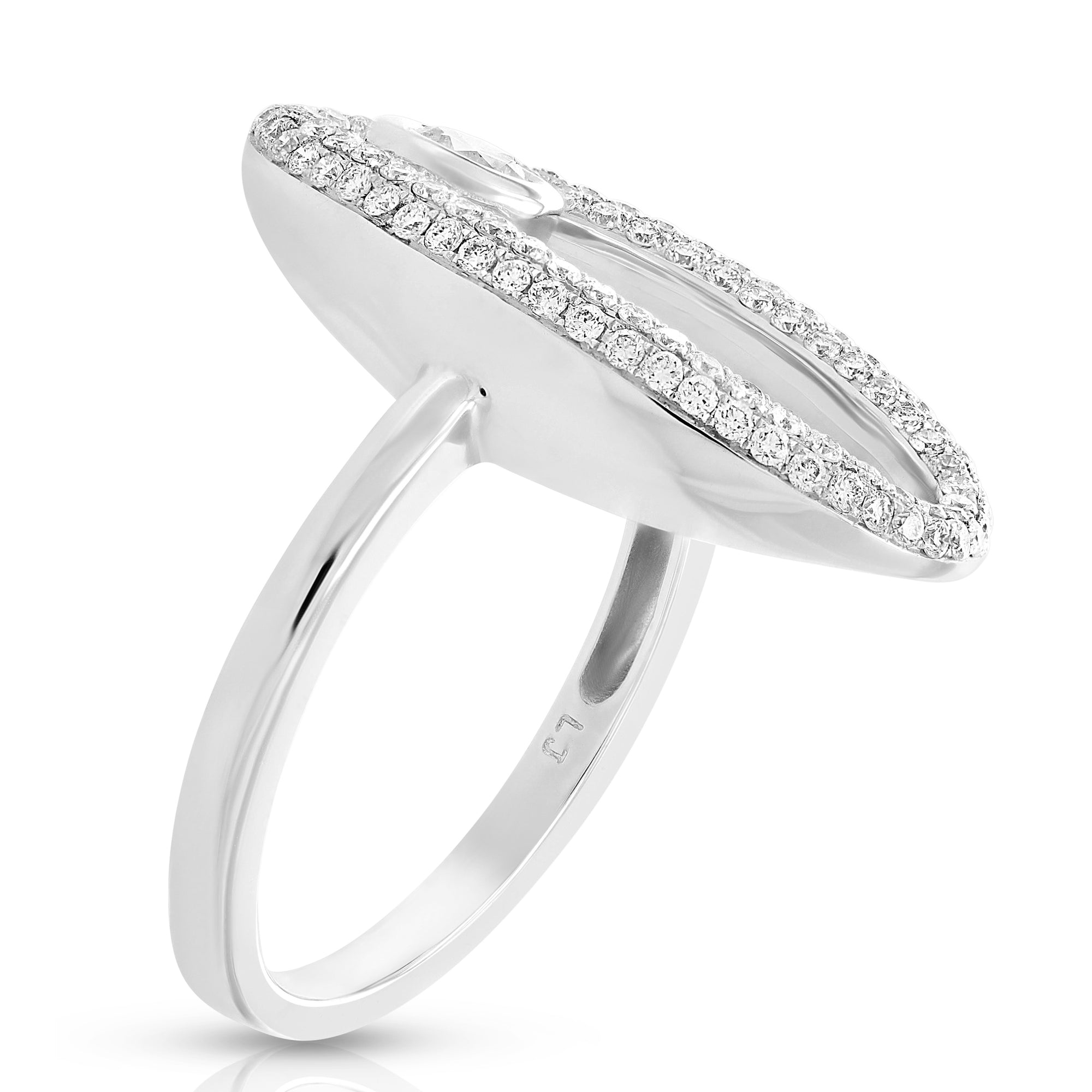 0.90 cttw SI1-SI2 18K White Gold Diamond Oval Ring Engagement Bridal Size 7