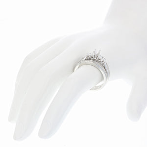 1/2 cttw Diamond Semi Mount Bridal Set .925 Sterling Silver Wedding Size 7