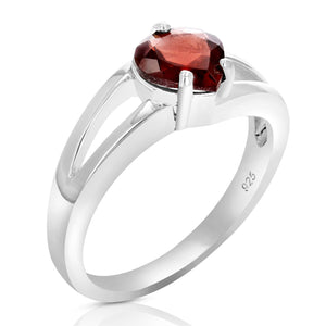 1 cttw Garnet Ring in .925 Sterling Silver with Rhodium Plating Solitaire Heart
