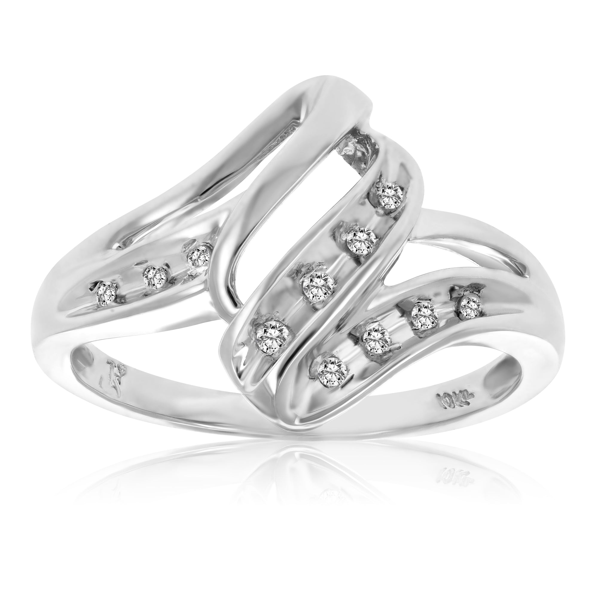 1/12 cttw Diamond Fashion Swirl Ring 10K White Gold Size 7.5