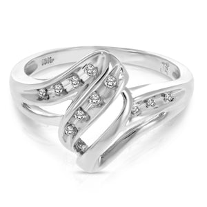 1/12 cttw Diamond Fashion Swirl Ring 10K White Gold Size 7