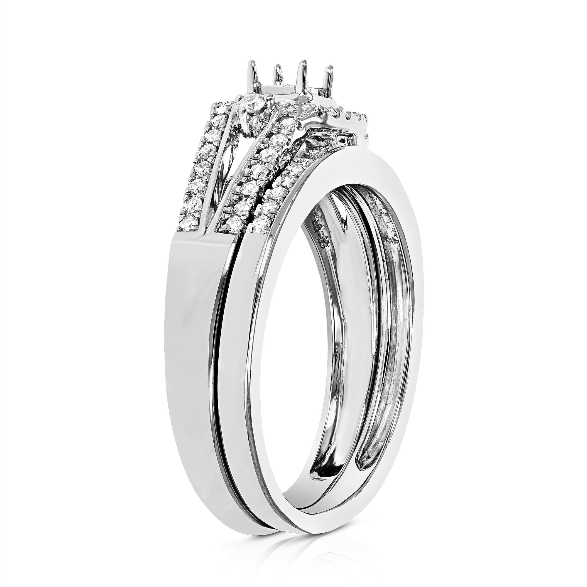 1/3 cttw Diamond Semi Mount Bridal Set with Center Princess Silver Size 7
