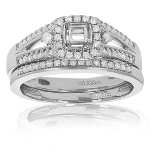 1/3 cttw Diamond Semi Mount Bridal Set with Center Princess Silver Size 7