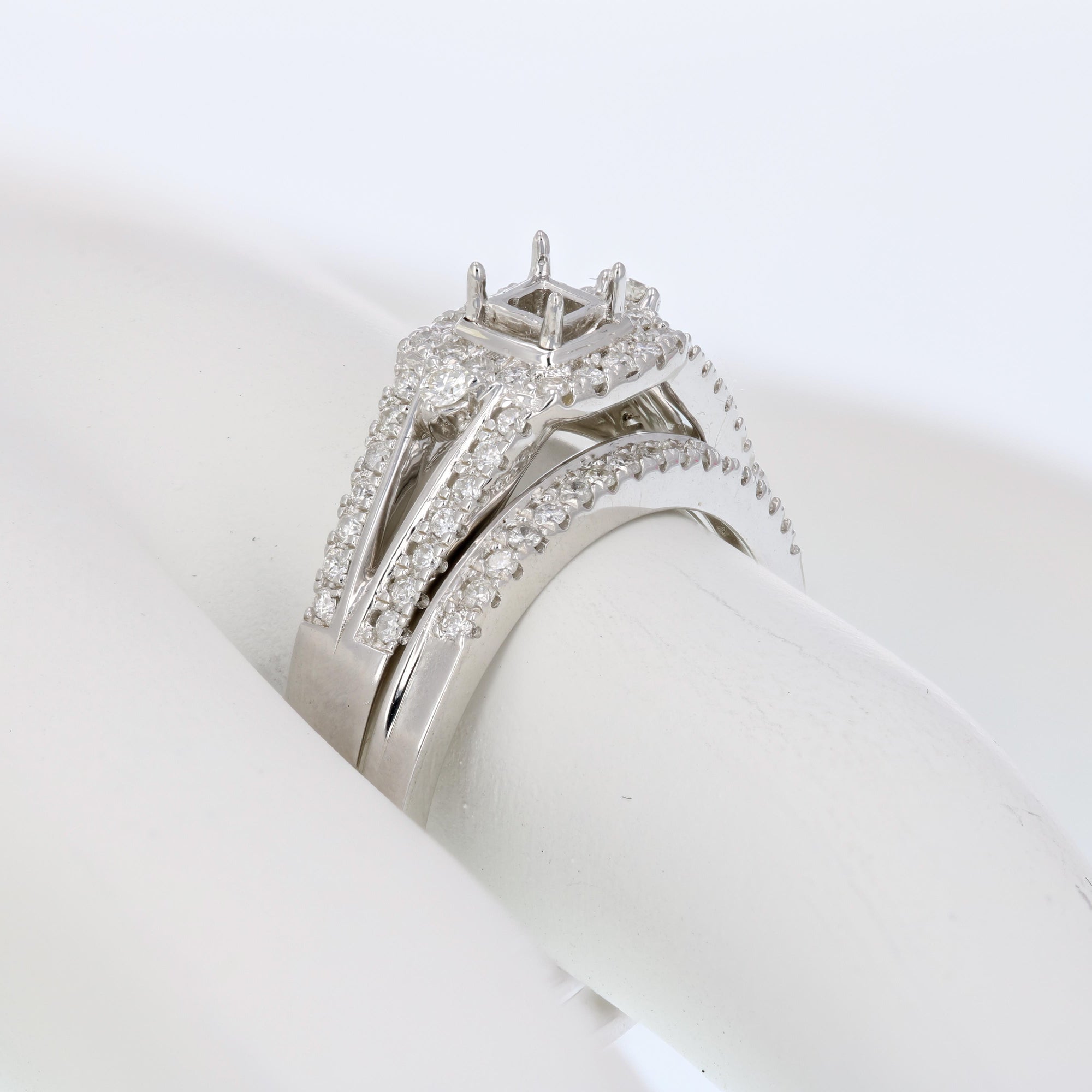 1/3 cttw Diamond Semi Mount Bridal Set with Center Princess Silver Size 7