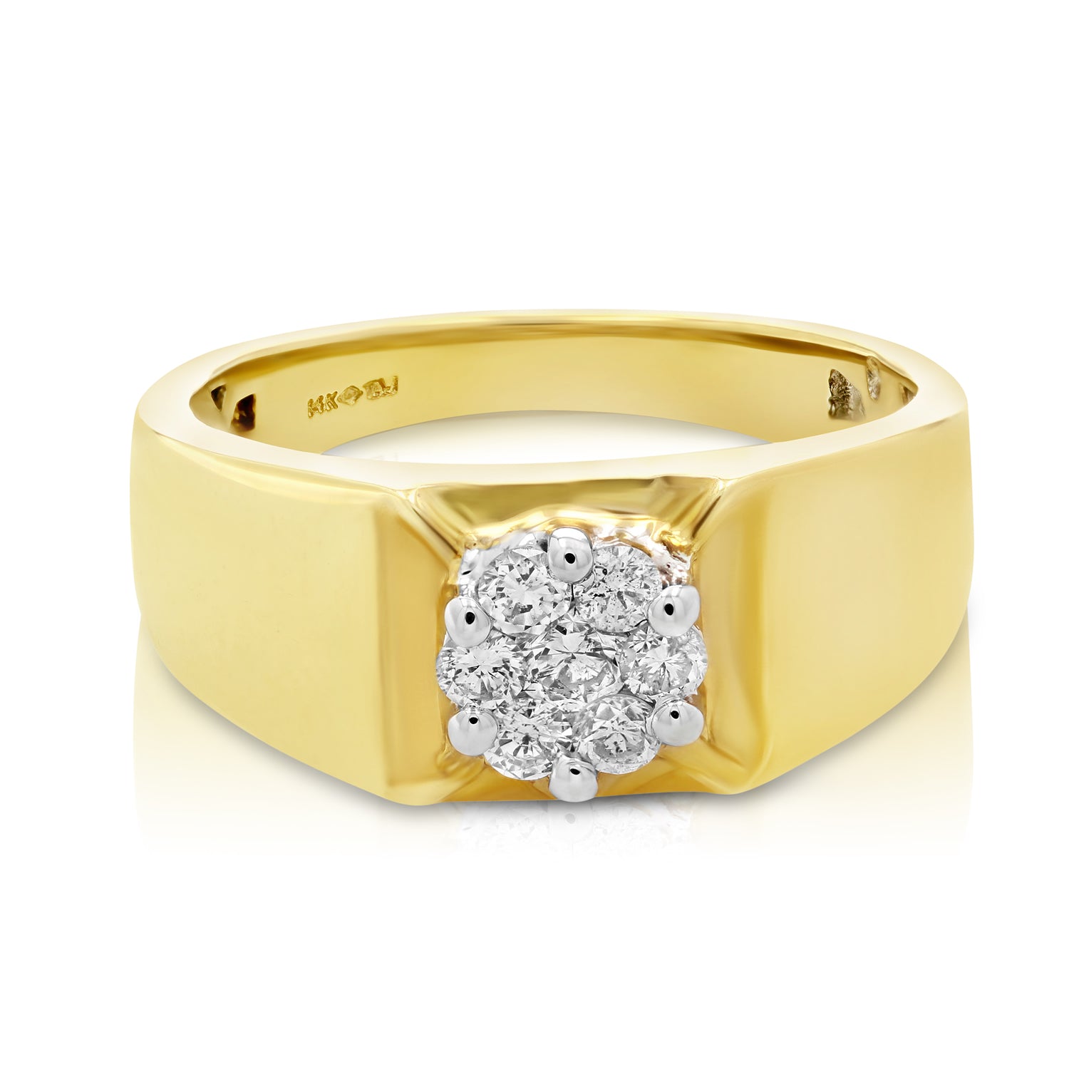 1/2 cttw Men's Diamond Engagement Ring Cluster Composite 14K Yellow Gold Size 10