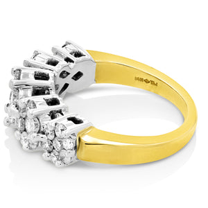 1.50 cttw 5 Stone Cluster Composite Diamond Ring 14K Yellow Gold Size 7