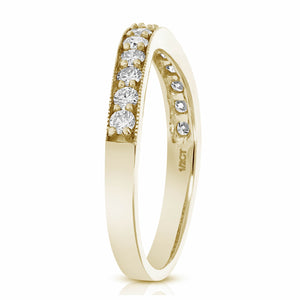 1/2 cttw Diamond Contour Wave Wedding Band in 14K Yellow Gold Prong Set Round