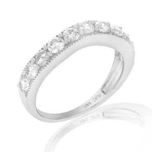 1 cttw Diamond V Shape Wedding Band in 14K White Gold Size 7
