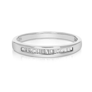1/4 cttw Baguette Diamond Wedding Band in 14K White Gold Size 7