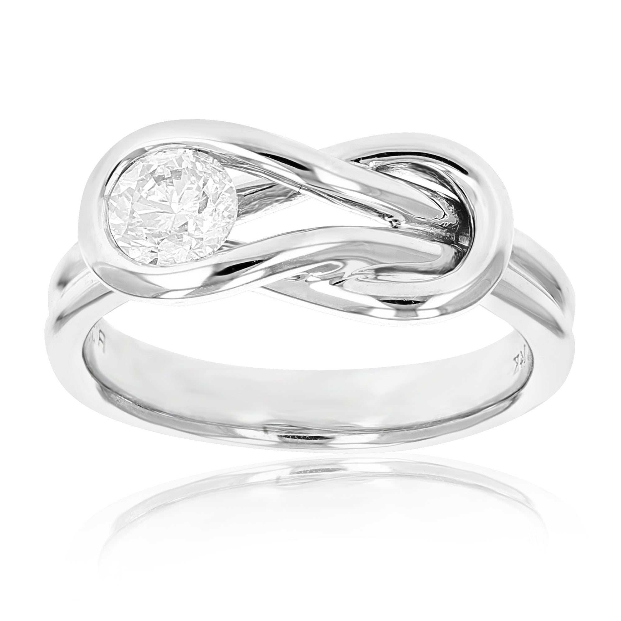 1/2 cttw Diamond Knot Ring 14K White Gold Solitaire Engagement Bridal Size 7