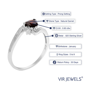 0.60 cttw Garnet Ring in .925 Sterling Silver with Rhodium Plating Trillion
