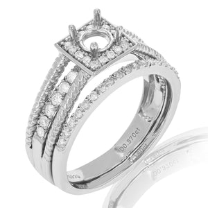 1/2 cttw Diamond Semi Mount Bridal Set with Cable Design .925 Sterling Silver Size 7