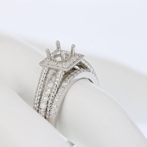1/2 cttw Diamond Semi Mount Bridal Set with Cable Design .925 Sterling Silver Size 7