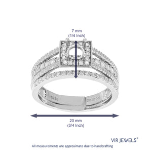 1/2 cttw Diamond Semi Mount Bridal Set with Cable Design .925 Sterling Silver Size 7