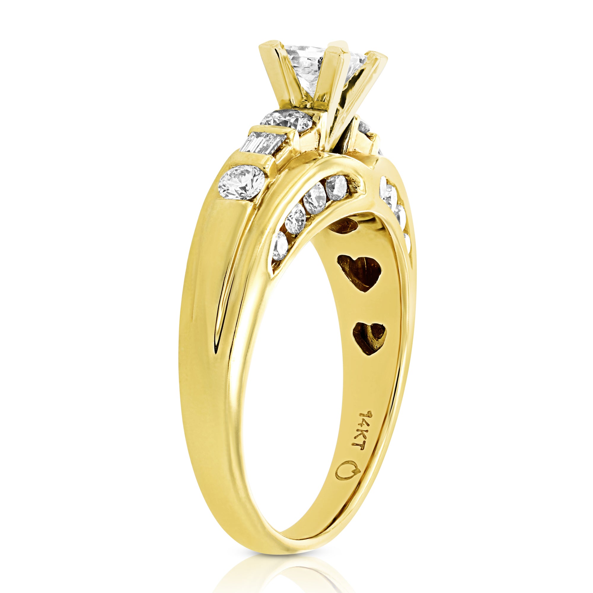 1 cttw Diamond Engagement Ring 14K Yellow Gold Princess Cut Bridal Size 7