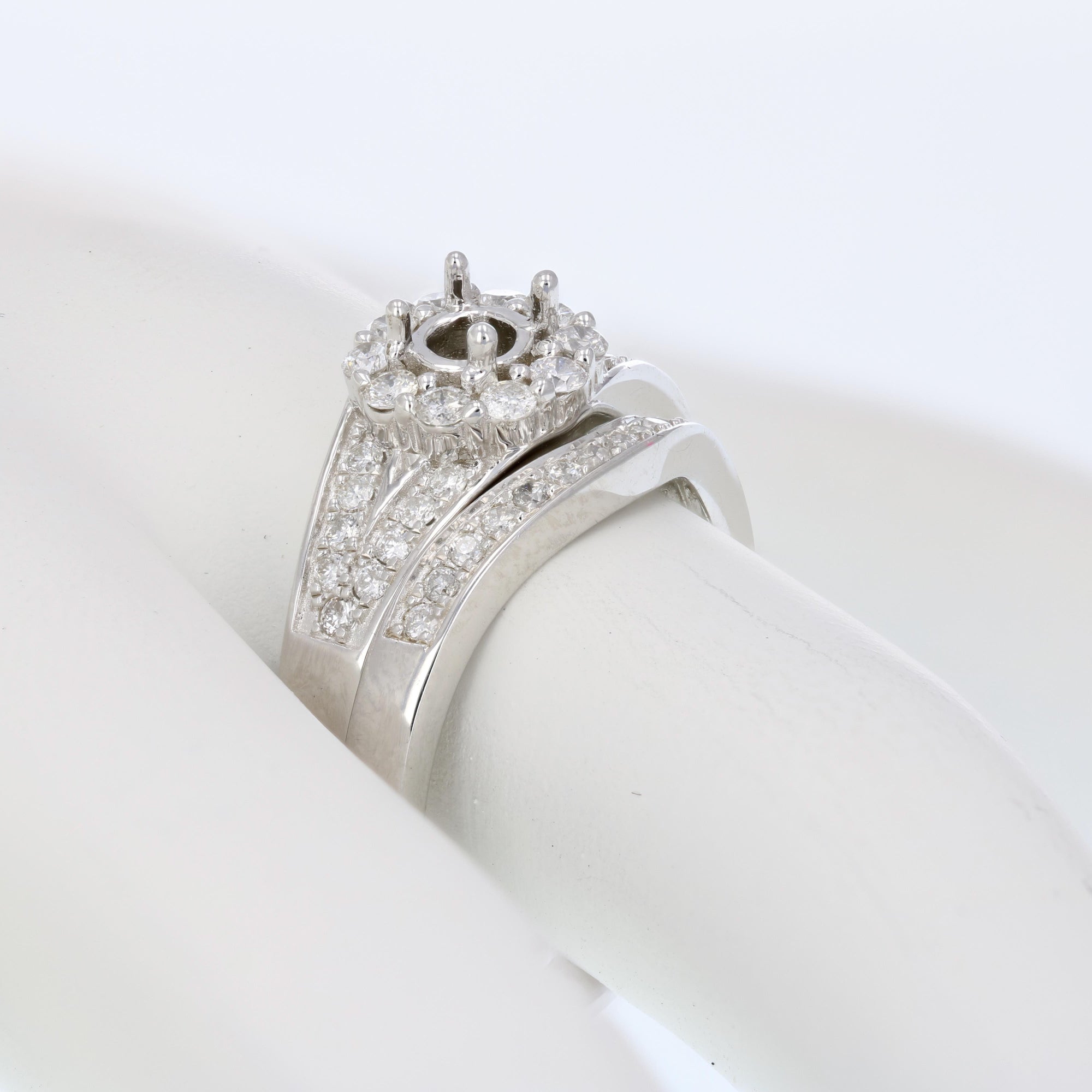 2/5 cttw Diamond Semi Mount Bridal Set .925 Sterling Silver Wedding Size 7