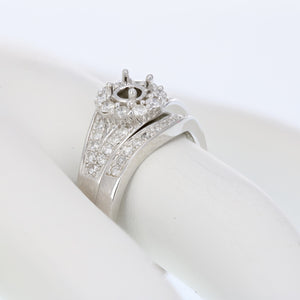 2/5 cttw Diamond Semi Mount Bridal Set .925 Sterling Silver Wedding Size 7