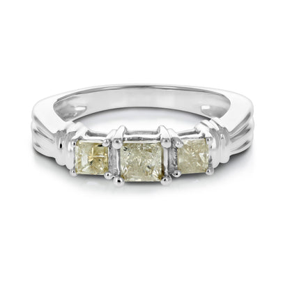 1 cttw Princess Cut Diamond 3 Stone Engagement Ring 14K White Gold Size 4