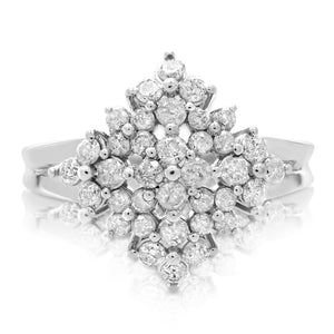 3/4 cttw Diamond Cocktail Ring 10K White Gold Wedding Engagement Size 7