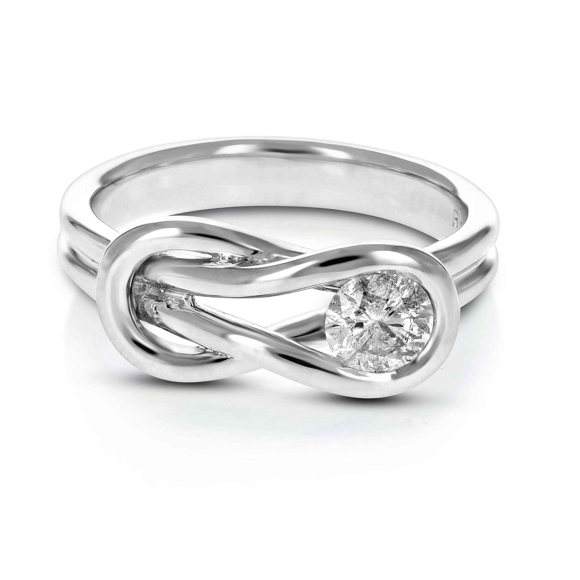 1/2 cttw Diamond Knot Ring 14K White Gold Solitaire Engagement Bridal Size 7