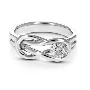 1/2 cttw Diamond Knot Ring 14K White Gold Solitaire Engagement Bridal Size 7