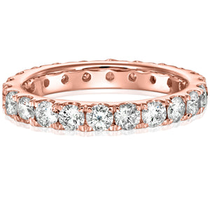 2 cttw Diamond Eternity Ring for Women, Wedding Band in 14K Rose Gold Prong Set, Size 4.5-10