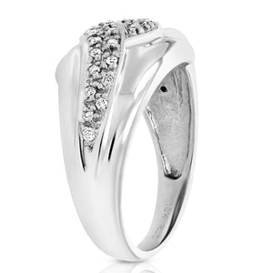 0.18 cttw Black and White Diamond Wedding Band Ring 10K White Gold Swirl Size 7