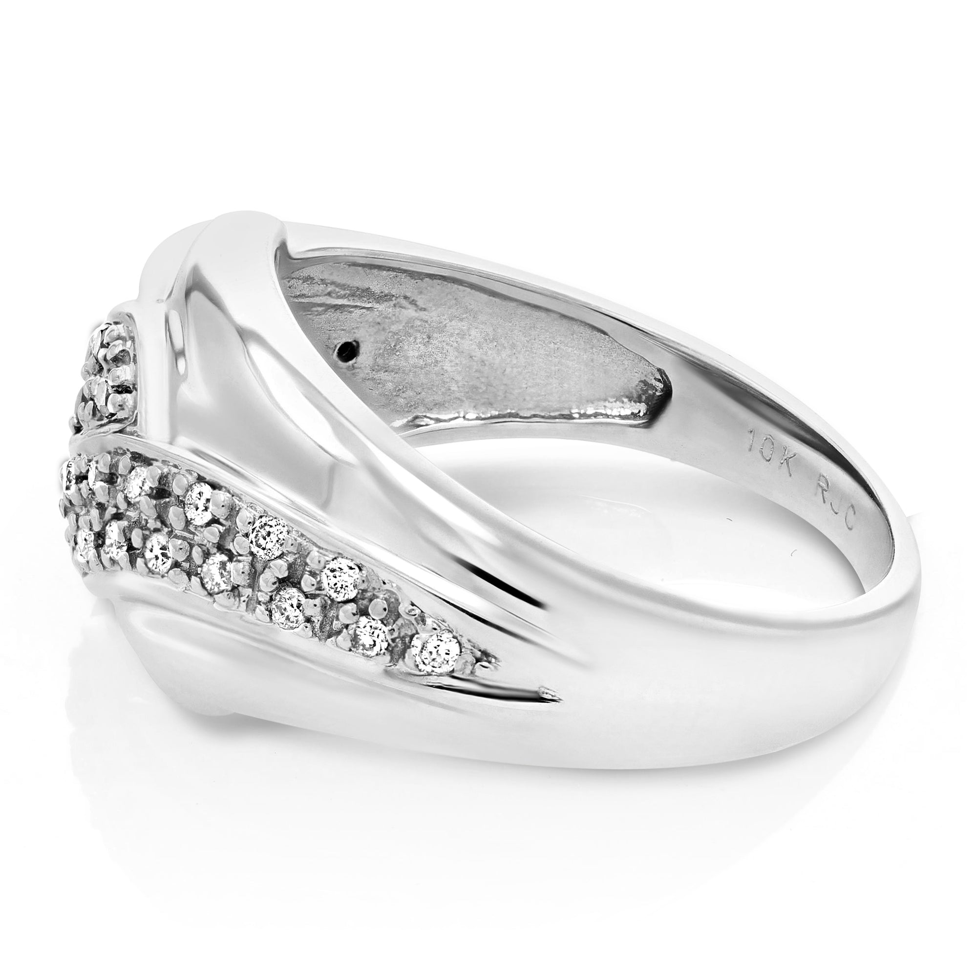 0.18 cttw Black and White Diamond Wedding Band Ring 10K White Gold Swirl Size 7