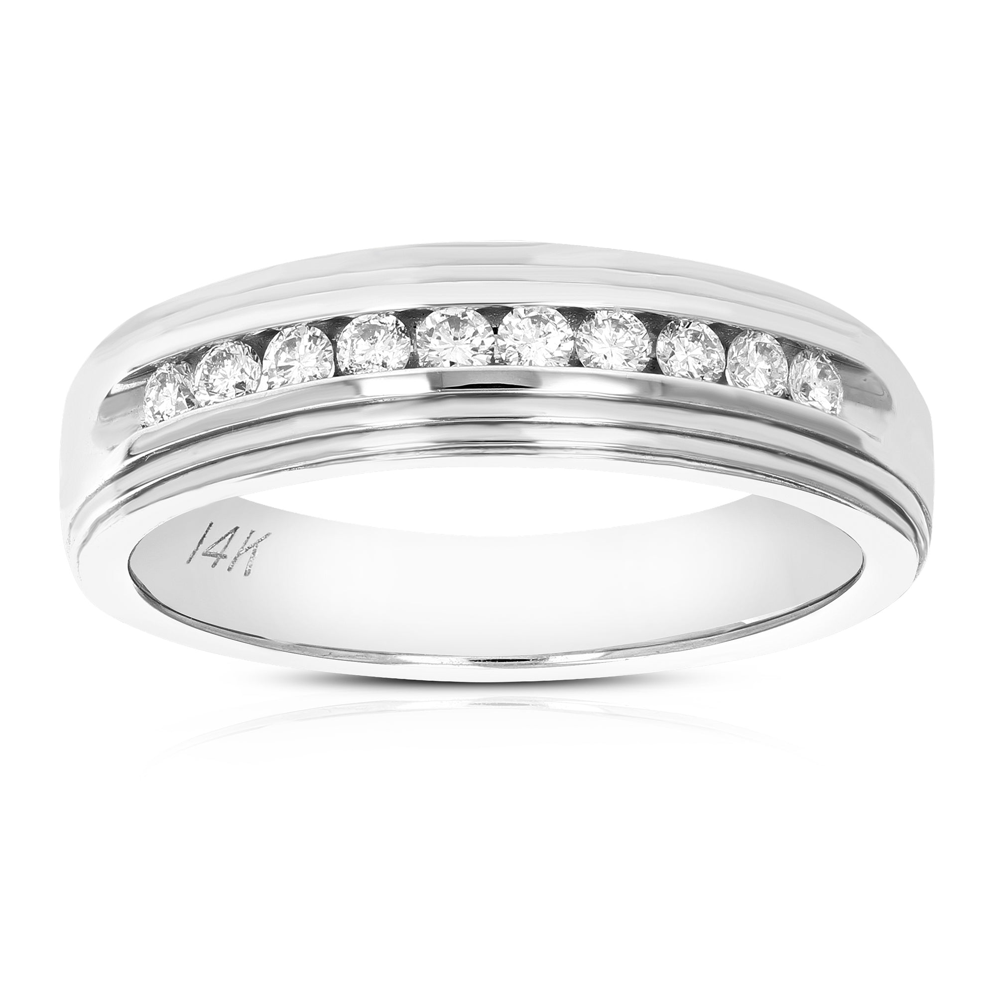1/4 cttw SI1-SI2 10 Stone Certified Machine Diamond Wedding Band 14K Gold Size 7