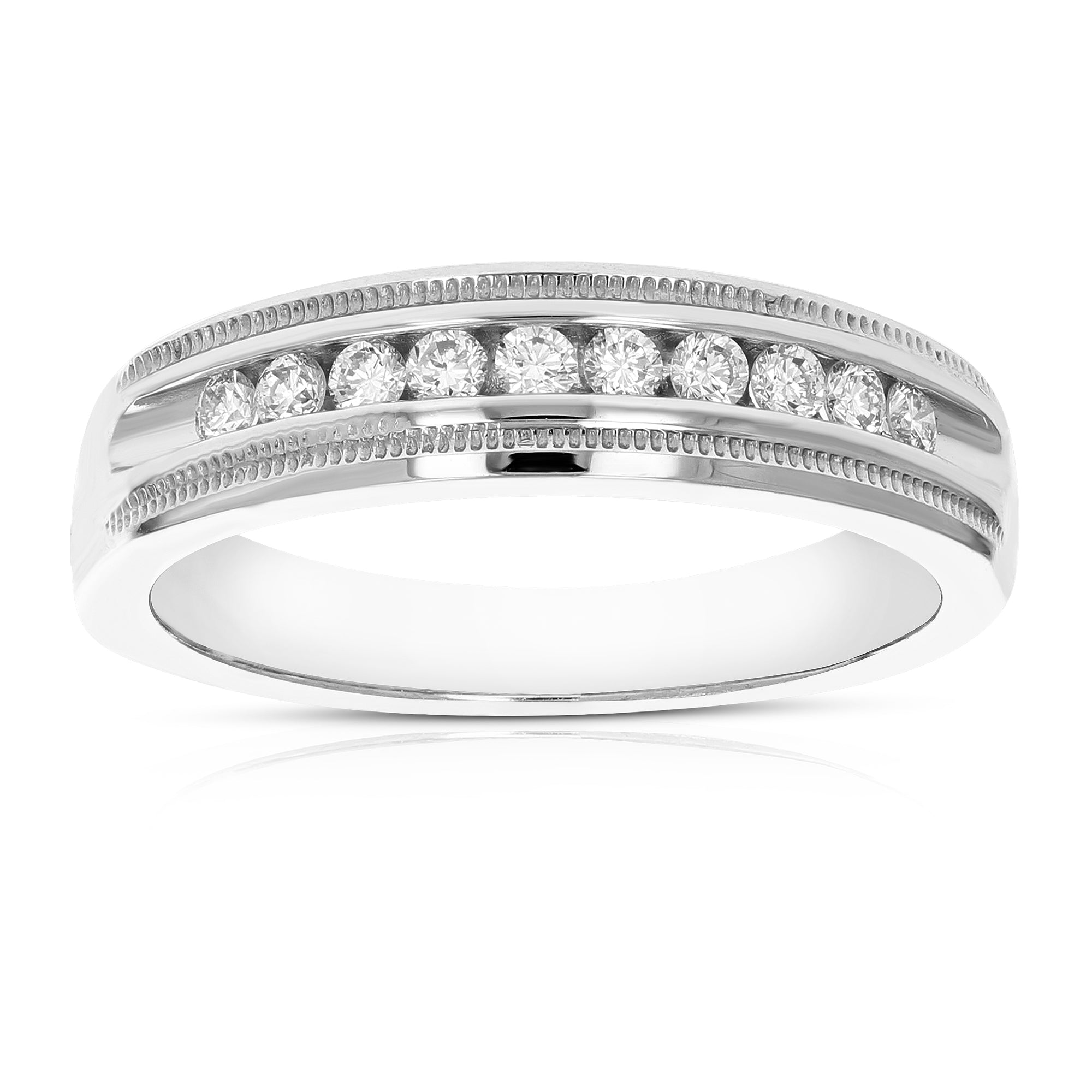 1/4 cttw SI1-SI2 Certified Machine Diamond Wedding Band Milgrain 14K Gold Size 7