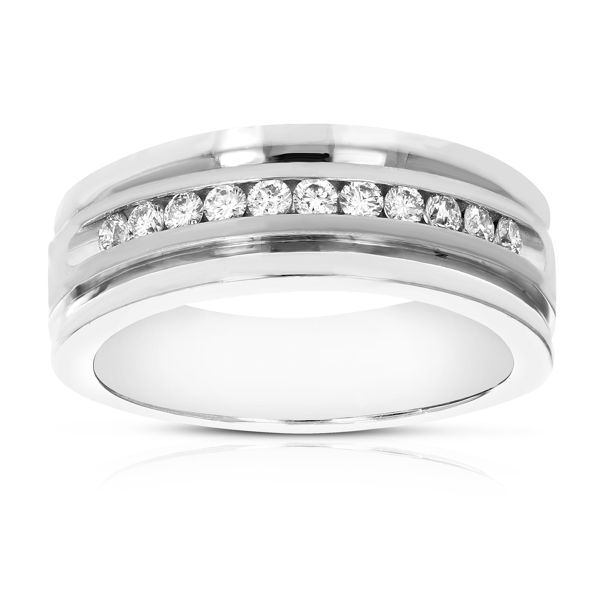 1/4 cttw SI1-SI2 11 Stone Certified Machine Diamond Wedding Band 14K Gold Size 7