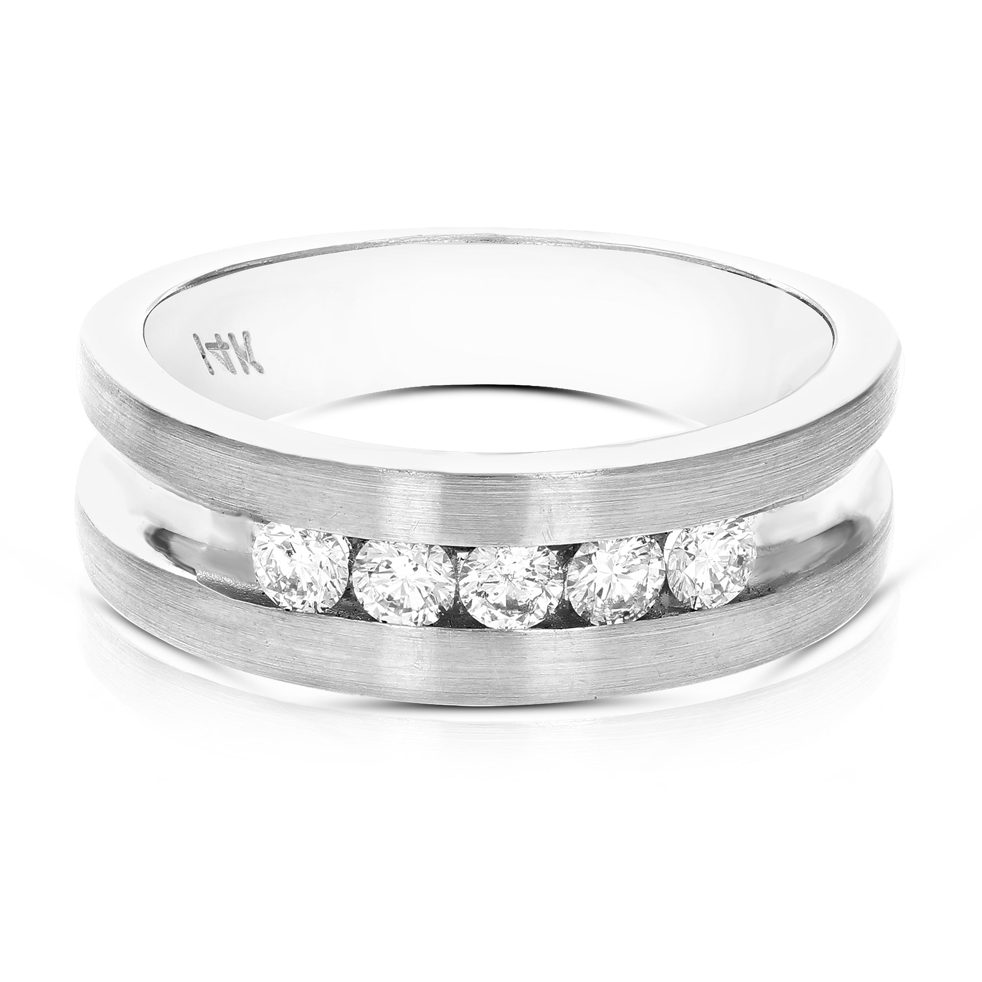1/2 cttw SI2-I1 5 Stone Certified Machine Diamond Wedding Band 14K Gold Size 10