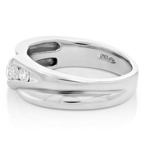 1/2 cttw Men's 5 Stone SI1 Clarity Diamond Wedding Ring Platinum Round Size 10