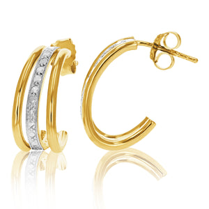 1/10 cttw Diamond Hoop Earrings Yellow Gold Plated Over Sterling Silver