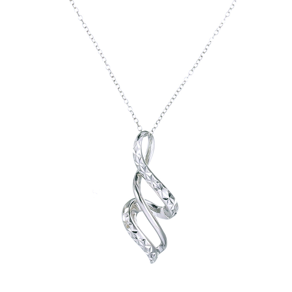 Sterling Silver Infinity Pendant Diamond Cut With 18 Inch Chain