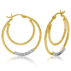 1/10 cttw Diamond Hoop Earrings Yellow Gold Plated Over Sterling Silver