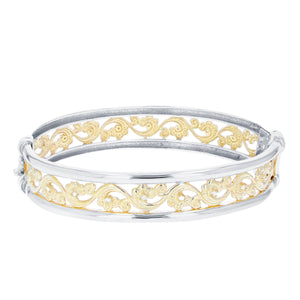 1/5 cttw Diamond Bangle Bracelet Yellow Gold Plated over Silver Swirl Style