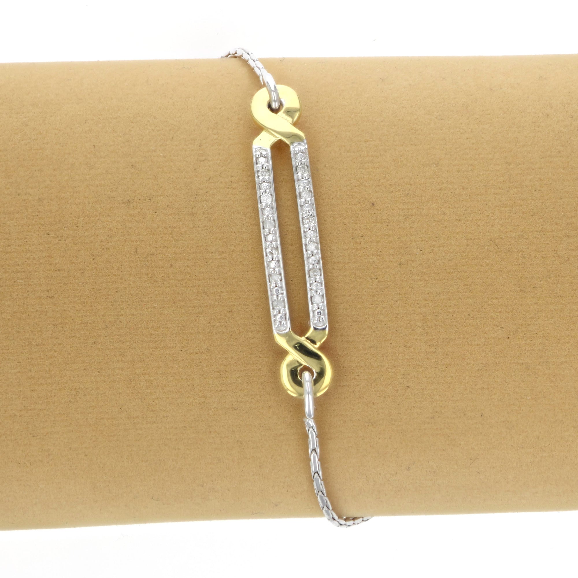 1/10 cttw Diamond Bolo Bracelet Yellow Gold Plated over Silver Two Row Style