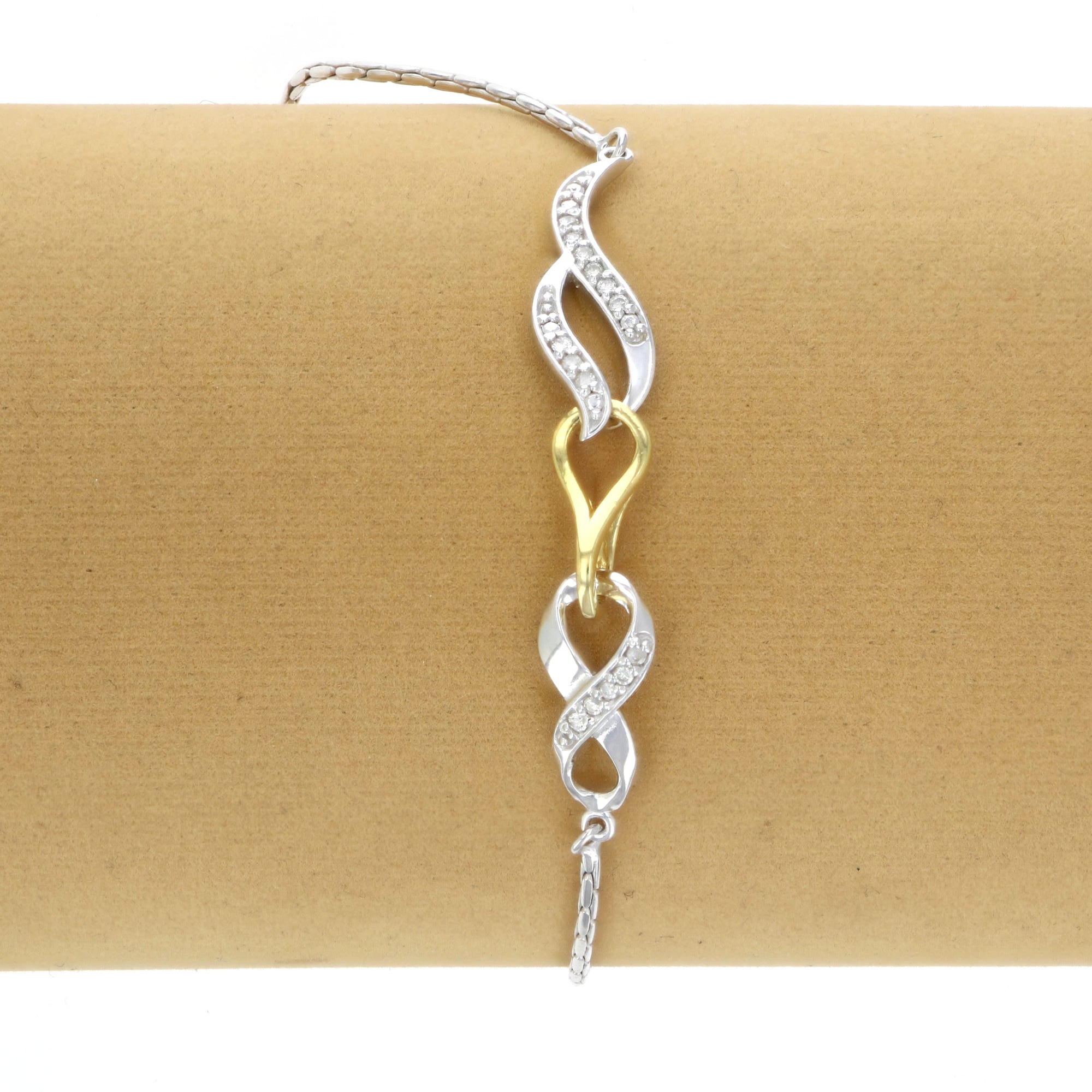 1/10 cttw Diamond Bolo Bracelet Yellow Gold Plated over Silver Infinity Style