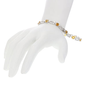 3.50 cttw Citrine Bracelet in .925 Sterling Silver with Rhodium Plating Round