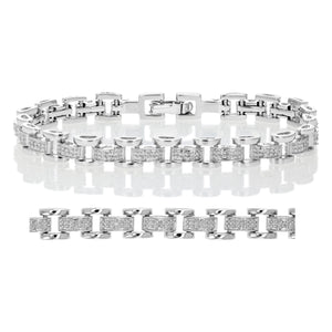 1/8 cttw Classic Diamond Bracelet in Brass with Rhodium Plating 7 Inches