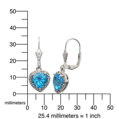2.75 cttw Swiss Blue Topaz Dangle Earrings .925 Sterling Silver 7 MM Heart Shape