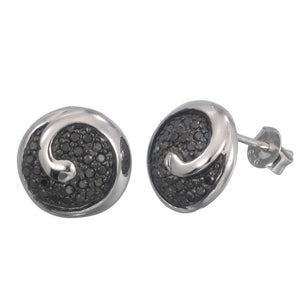 2/5 cttw Black Diamond Stud Earrings .925 Sterling Silver With Rhodium Plating