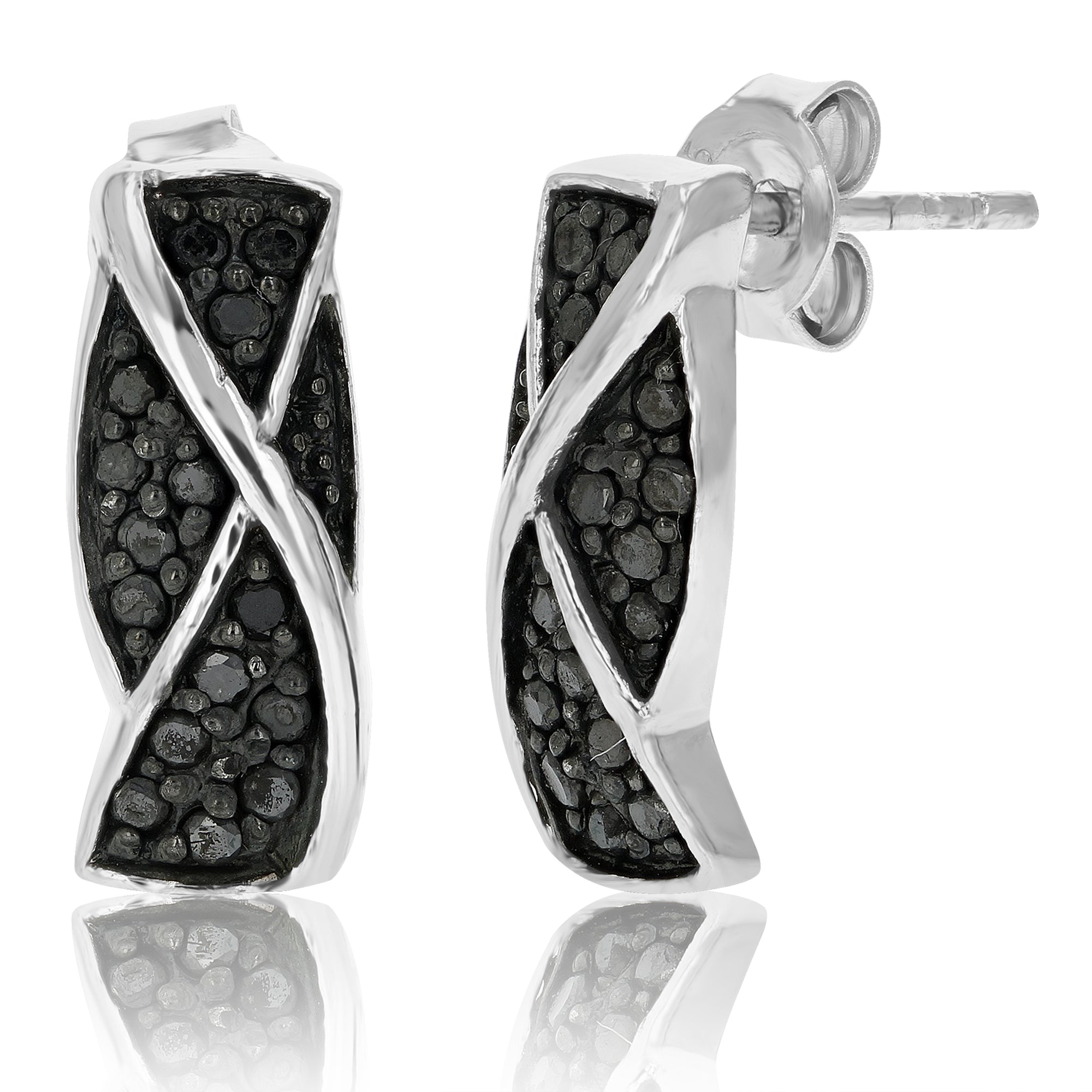 0.30 cttw Black Diamond Stud Earrings .925 Sterling Silver With Rhodium Plating