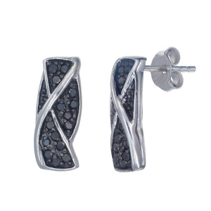 0.30 cttw Black Diamond Stud Earrings .925 Sterling Silver With Rhodium Plating