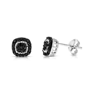 1/8 cttw Black Diamond Earrings in .925 Sterling Silver with Rhodium Plating