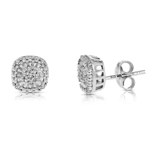 1/10 cttw Diamond Earrings .925 Sterling Silver with Rhodium Plating