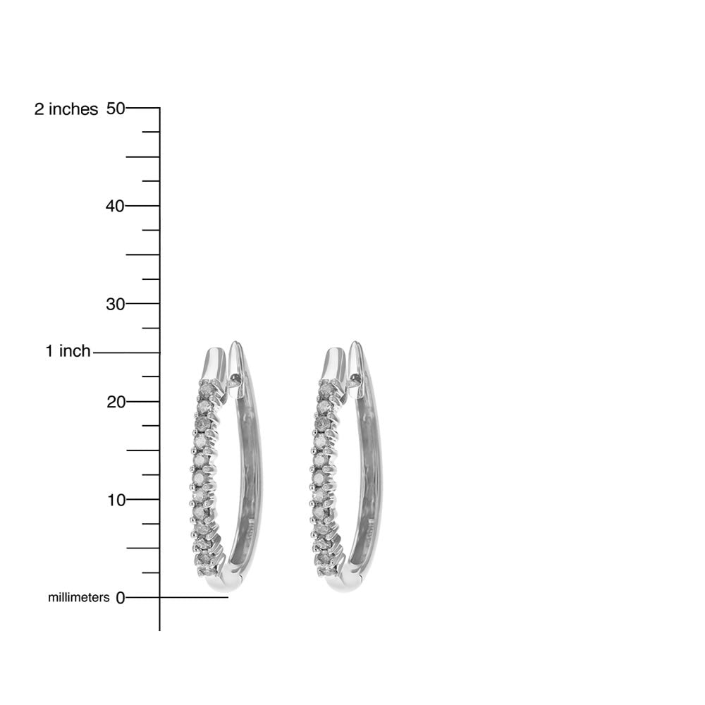 1/2 cttw Diamond Hoop Earrings 14k White Gold