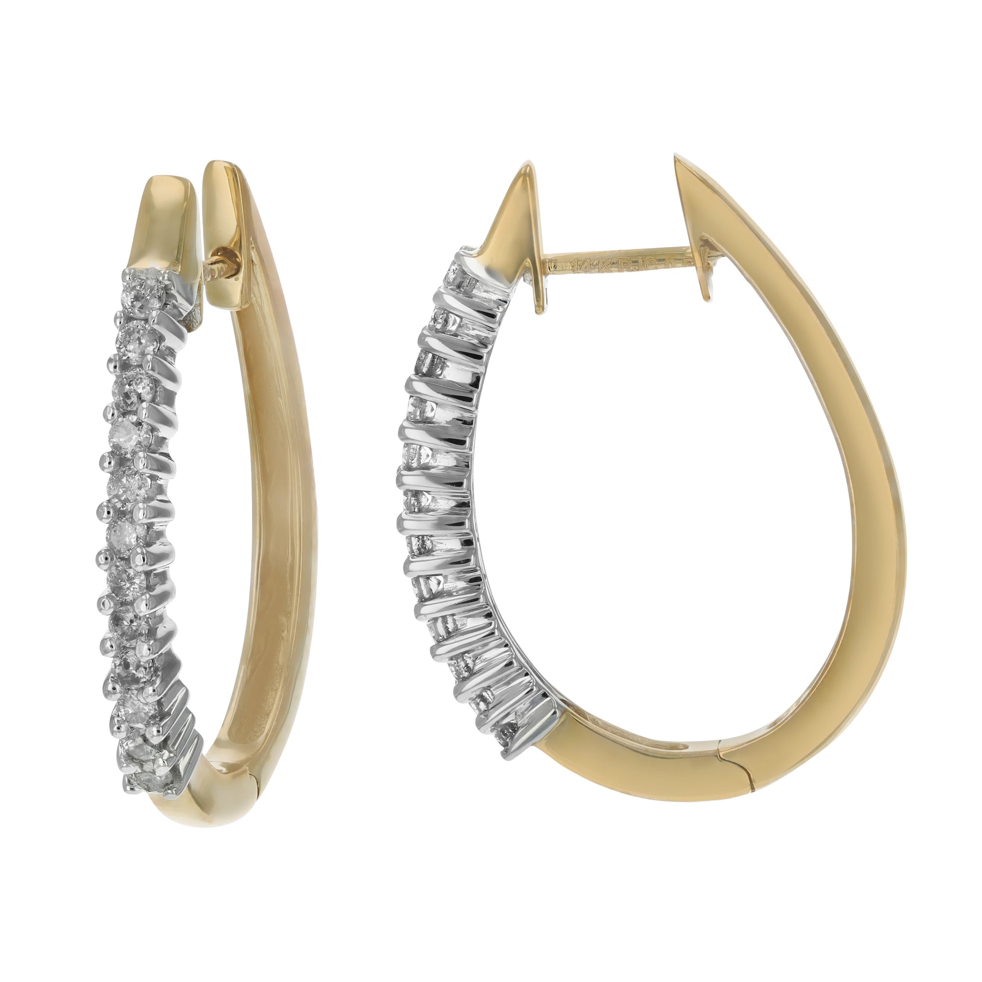 1/2 cttw Diamond Hoop Earrings 14k Yellow Gold