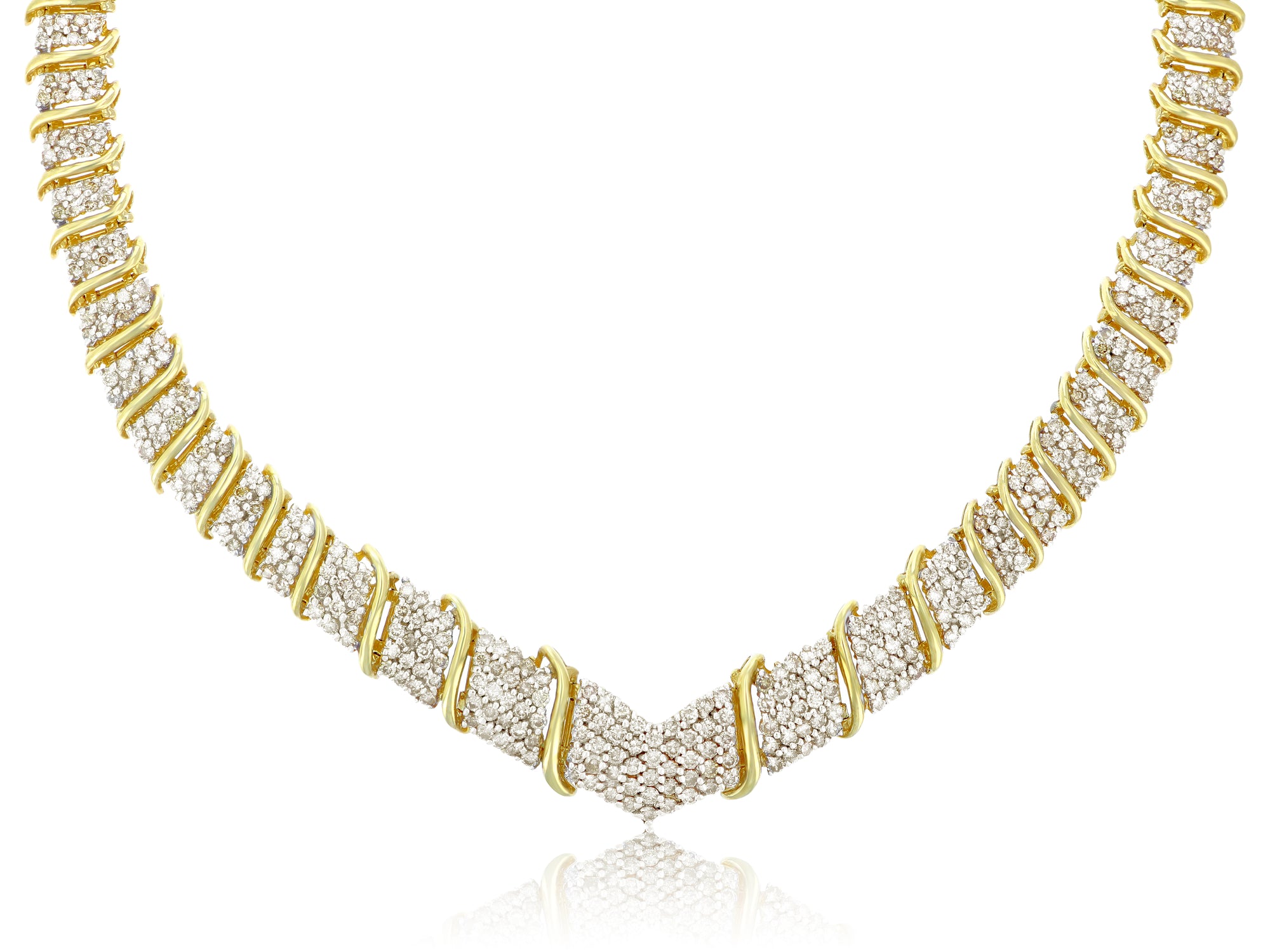 10 cttw Champagne Diamond Necklace 14K Yellow Gold Cluster Composite Riviera